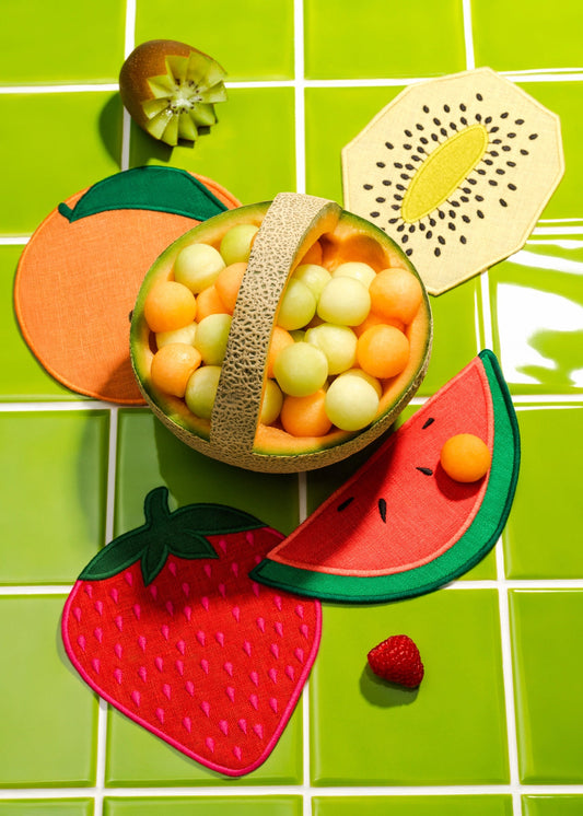 Piecework Fruit Salad Cocktail Napkins | Set of 4