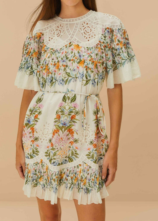 FARM Rio Off-White Sweet Bloom Bouquet Mini Dress