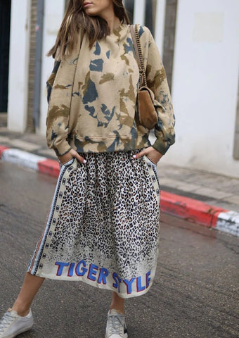 Hailey Printed Midi Skirt Tiger Style