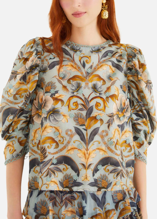 FARM Rio Snake Garden Blue 3D Blouse