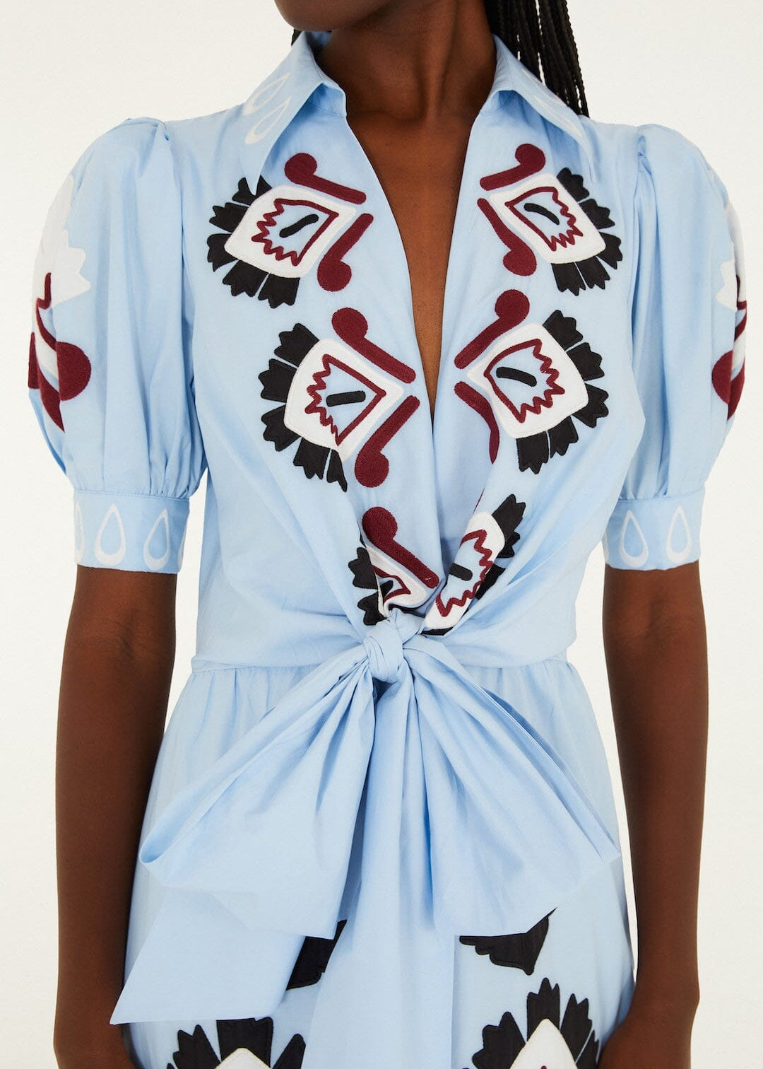 FARM Rio Blue Artisinal Short Sleeve Maxi Dress