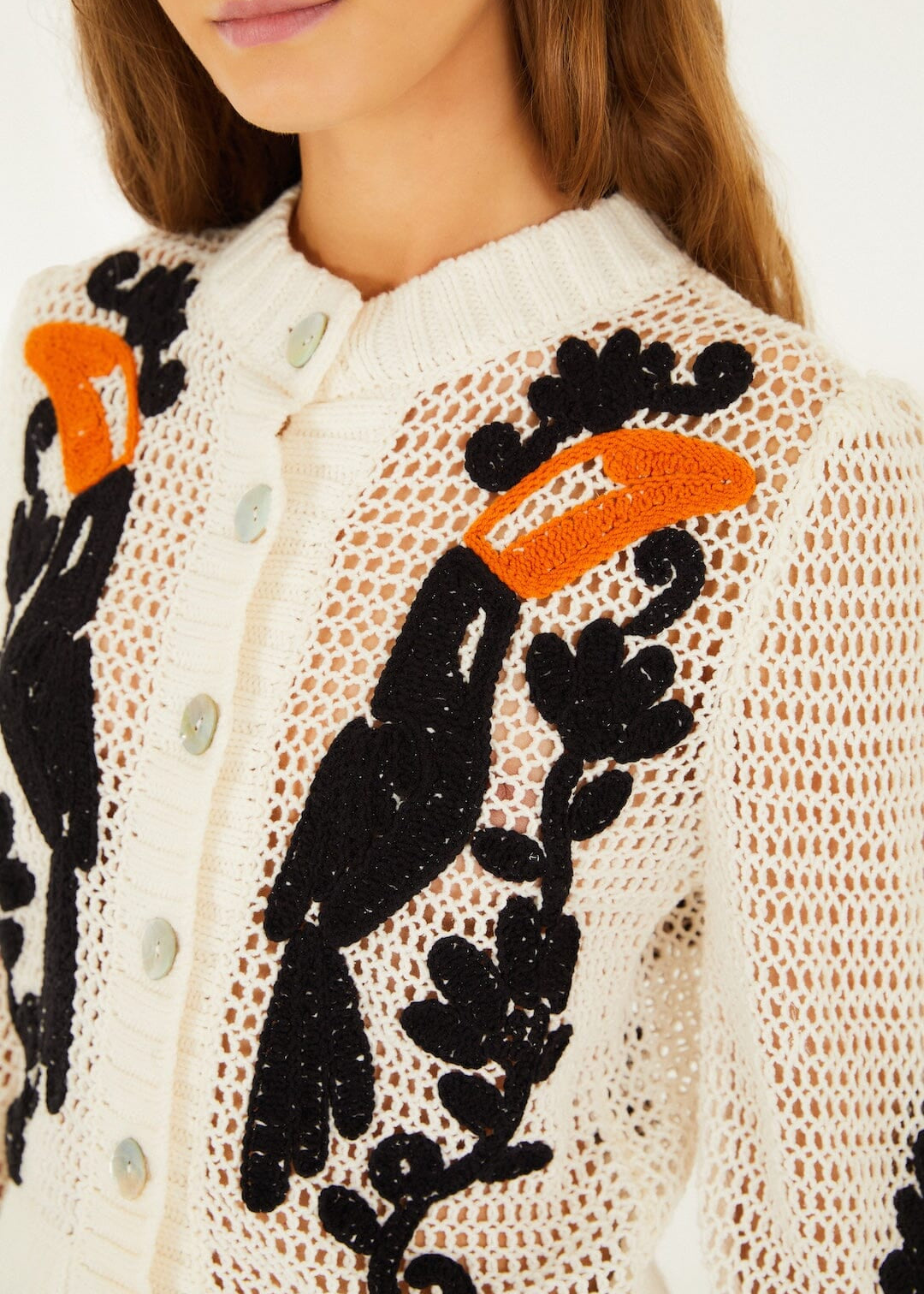FARM Rio Toucan Crochet Cardigan
