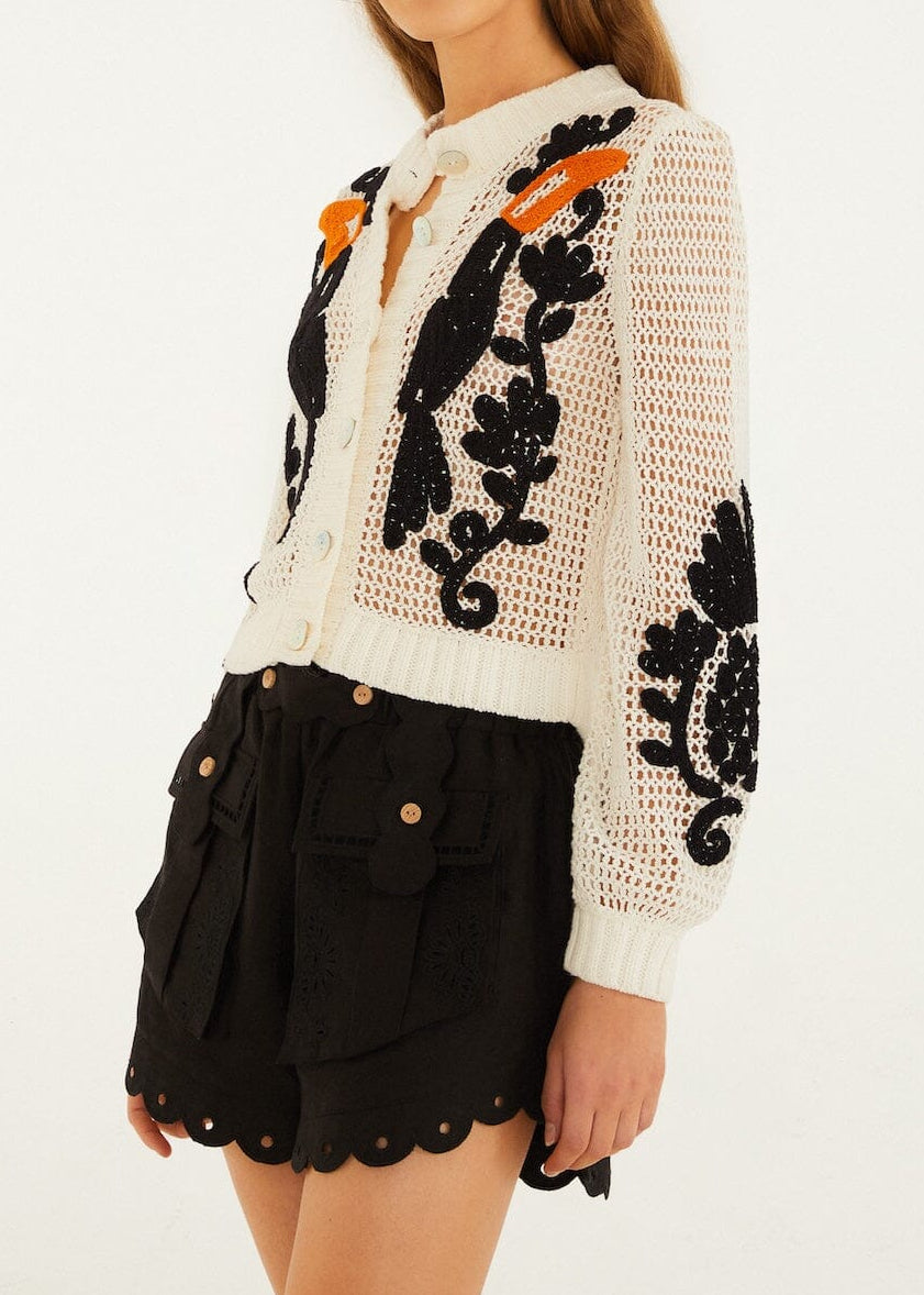 FARM Rio Toucan Crochet Cardigan
