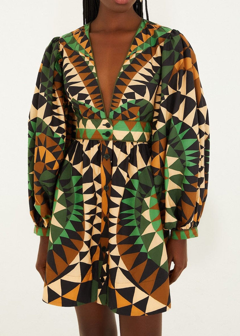 FARM Rio Heart Deco Green Mini Dress