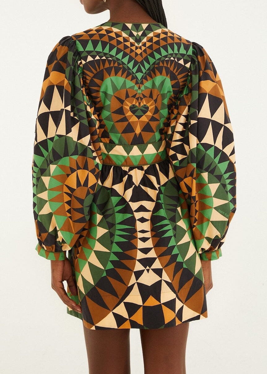FARM Rio Heart Deco Green Mini Dress