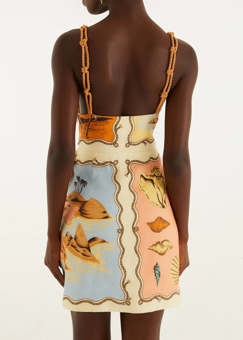 FARM Rio Rio Souvenir Mixed Scarf Multicolor Sleeveless Mini