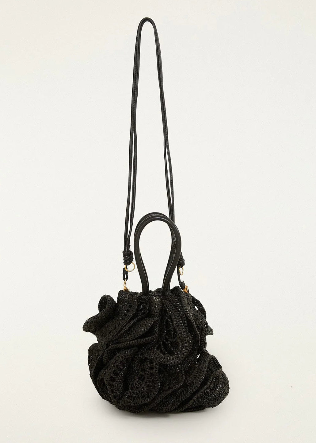 FARM Rio Raffia Flower Bag | Black