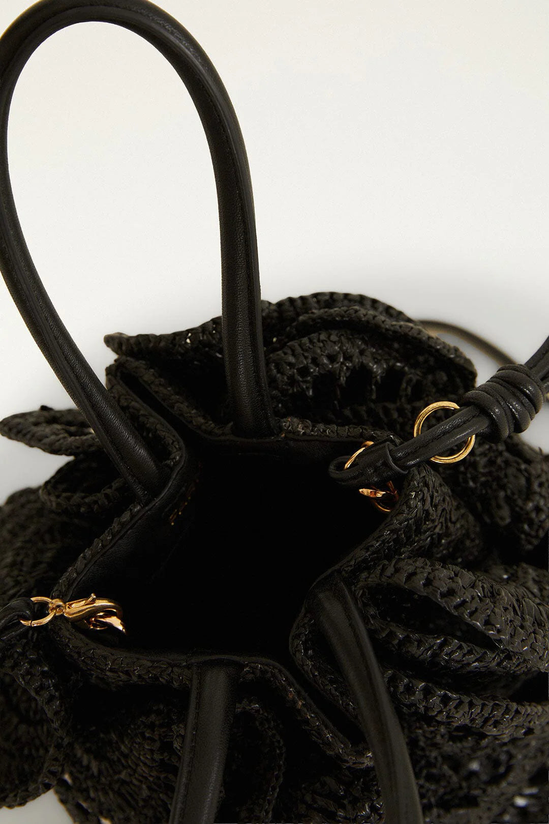 FARM Rio Raffia Flower Bag | Black