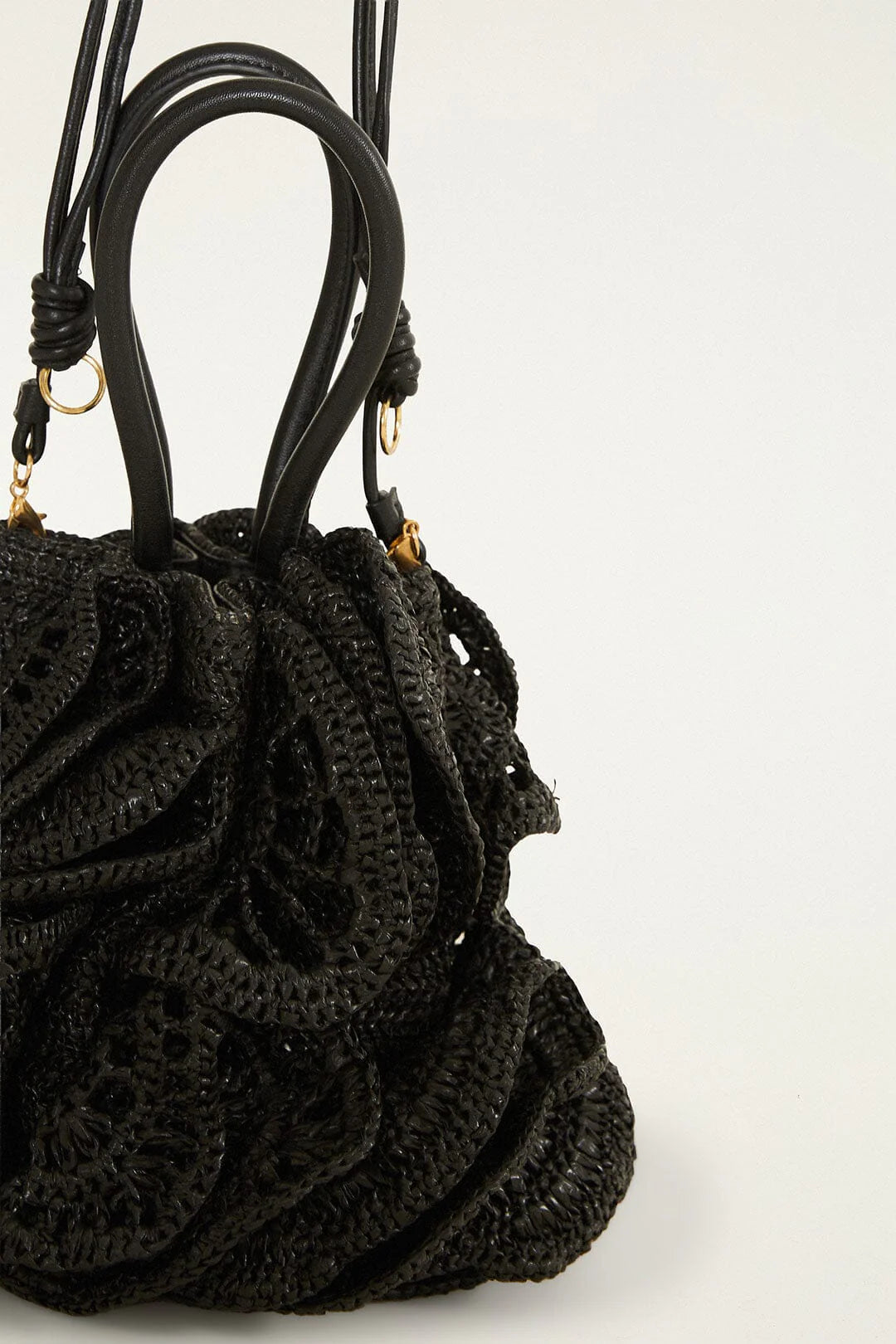 FARM Rio Raffia Flower Bag | Black