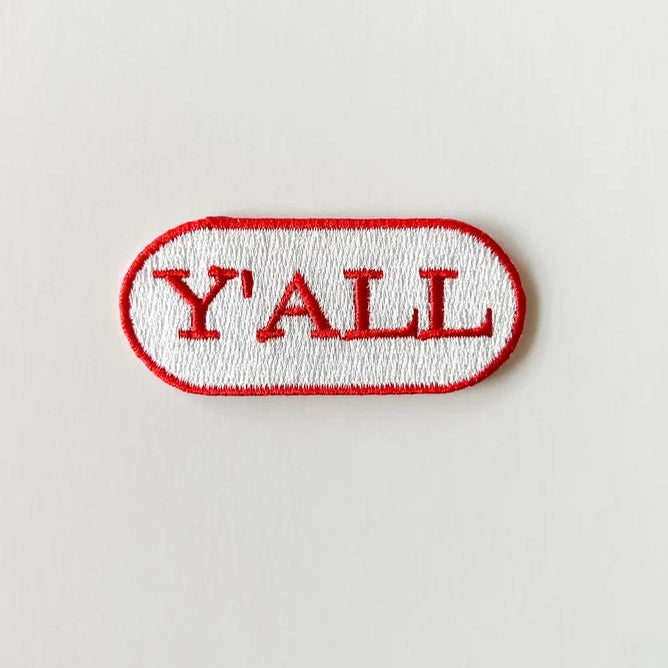 Field Trip Threads Red & White Y'all Embroidered Iron-On Patch