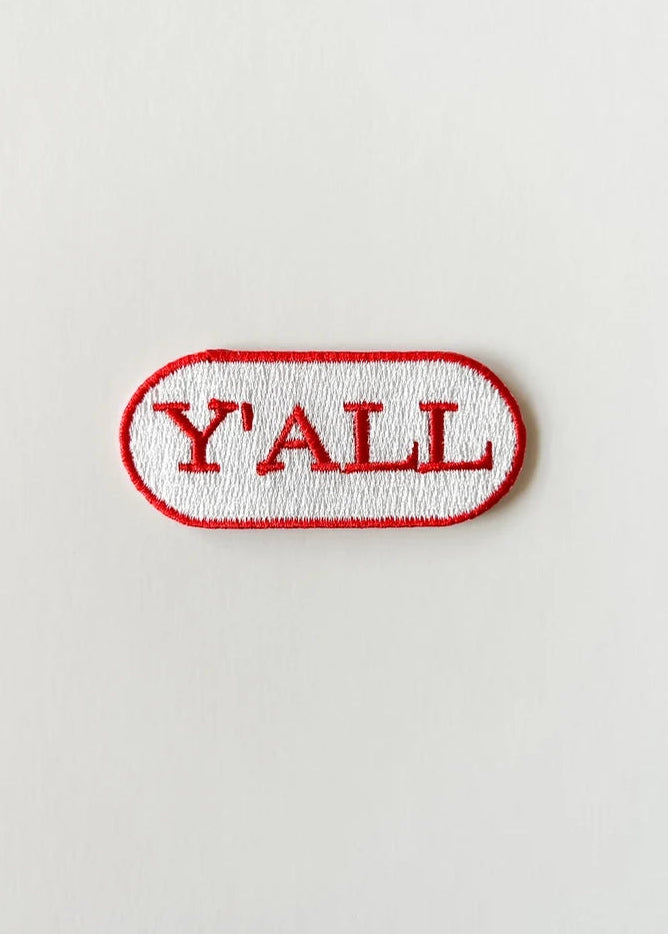 Field Trip Threads Red & White Y'all Embroidered Iron-On Patch