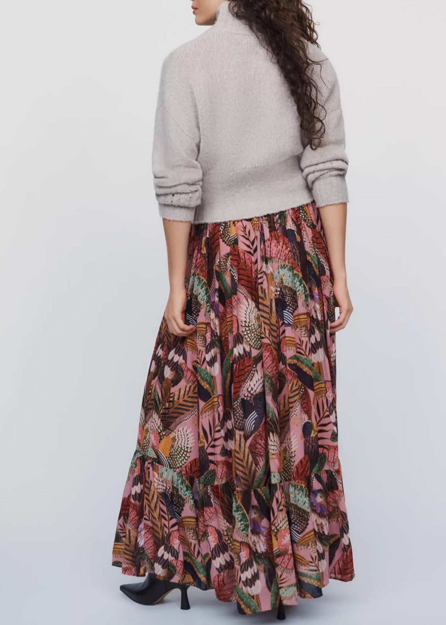 FARM Rio Artisanal Birds Maxi Skirt | Blush Pink