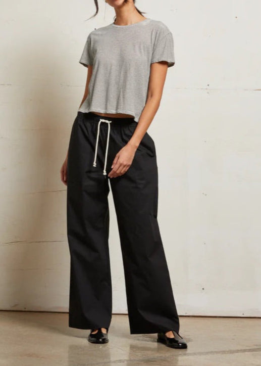 Perfect White Tee Harley Stripe Boxy Crew Tee | Ivory / Black Stripe