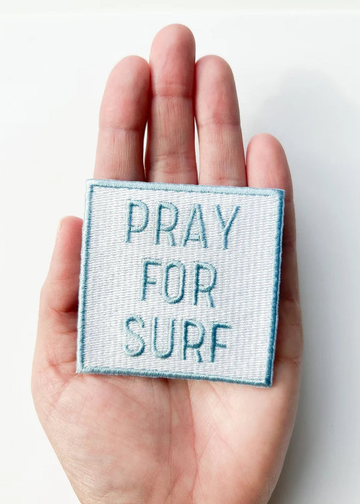 Field Trip Threads Blue Pray For Surf Embroidered Iron On Patch