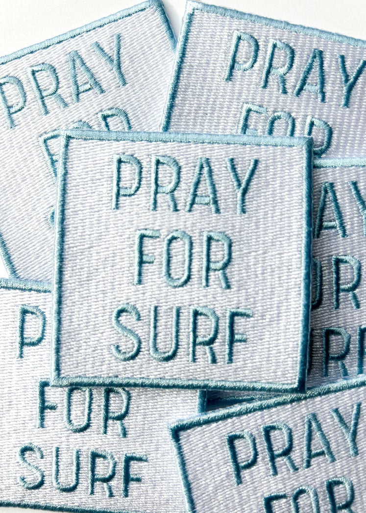 Field Trip Threads Blue Pray For Surf Embroidered Iron On Patch