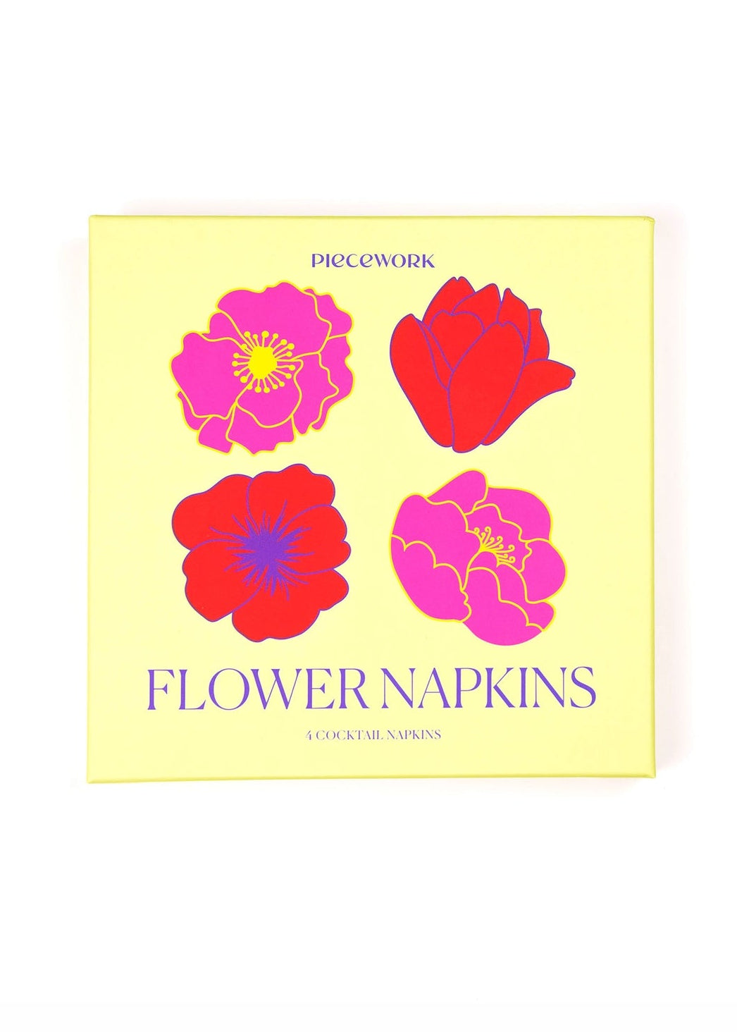 Piecework Flower Cocktail Napkins | Set of 4