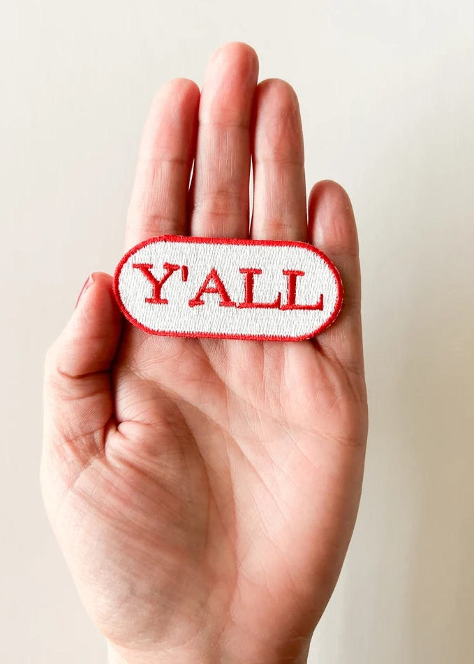 Field Trip Threads Red & White Y'all Embroidered Iron-On Patch