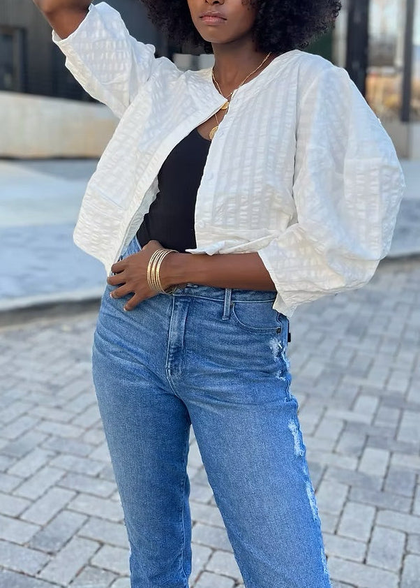 Rai.ment Morant 2 Top | White Seersucker