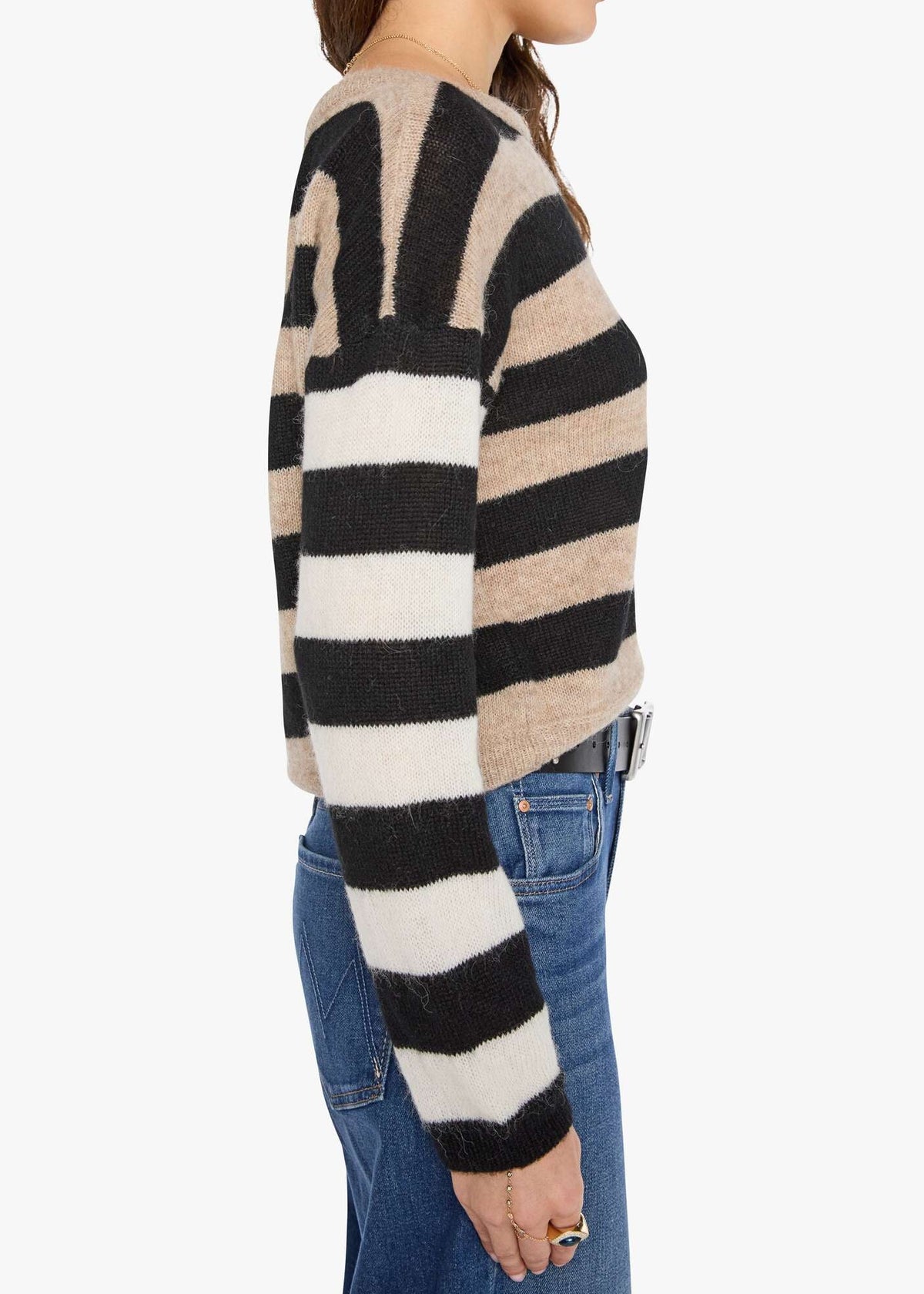 MOTHER The Cold Shoulder | Ivory Oatmeal Black