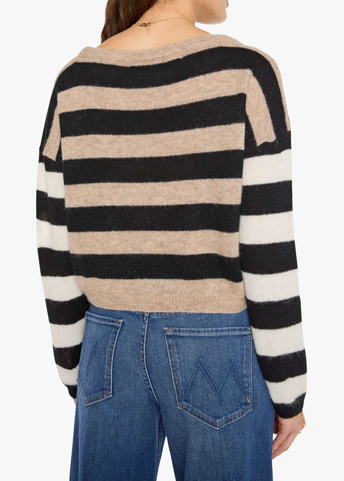 MOTHER The Cold Shoulder | Ivory Oatmeal Black