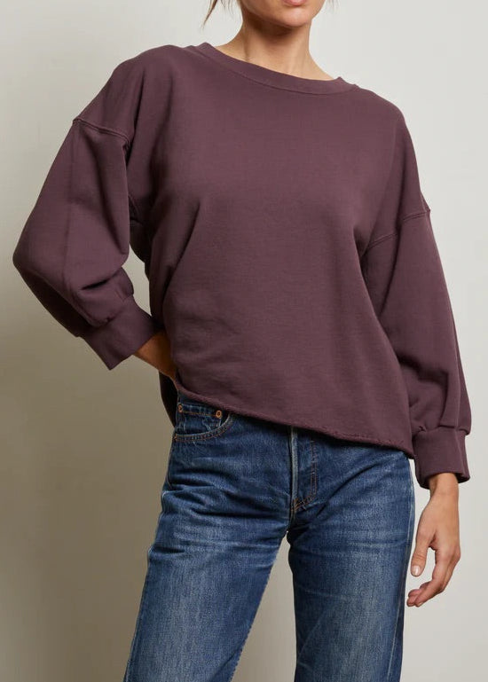 Perfect White Tee Niall French Terry 3/4 Crewneck Sweatshirt | Plum