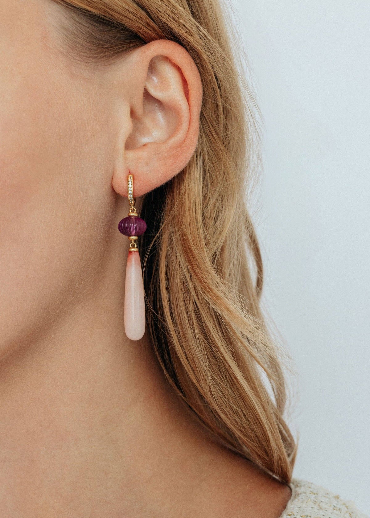 Loren Hope Rafferty Drop Earrings | Pink Opal