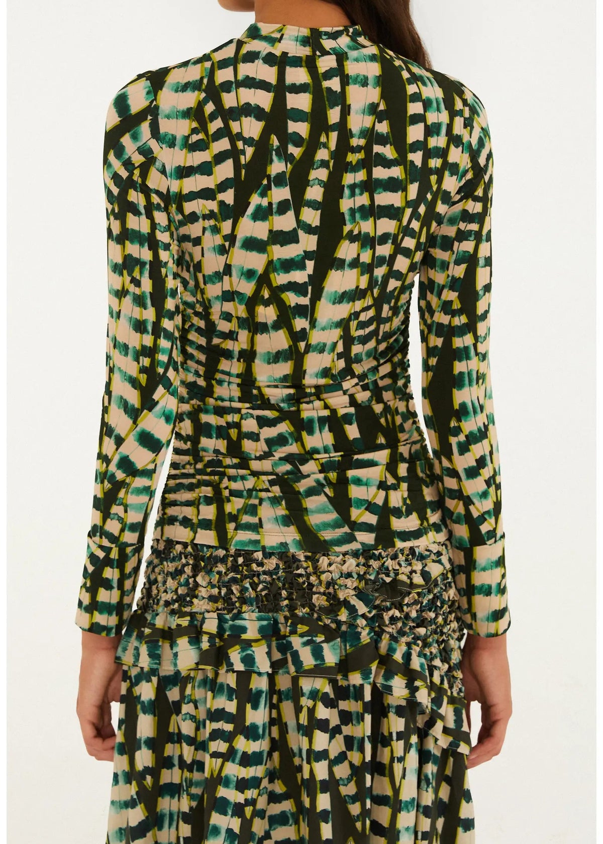 FARM Rio Striped Leaves Moss Green Blouse