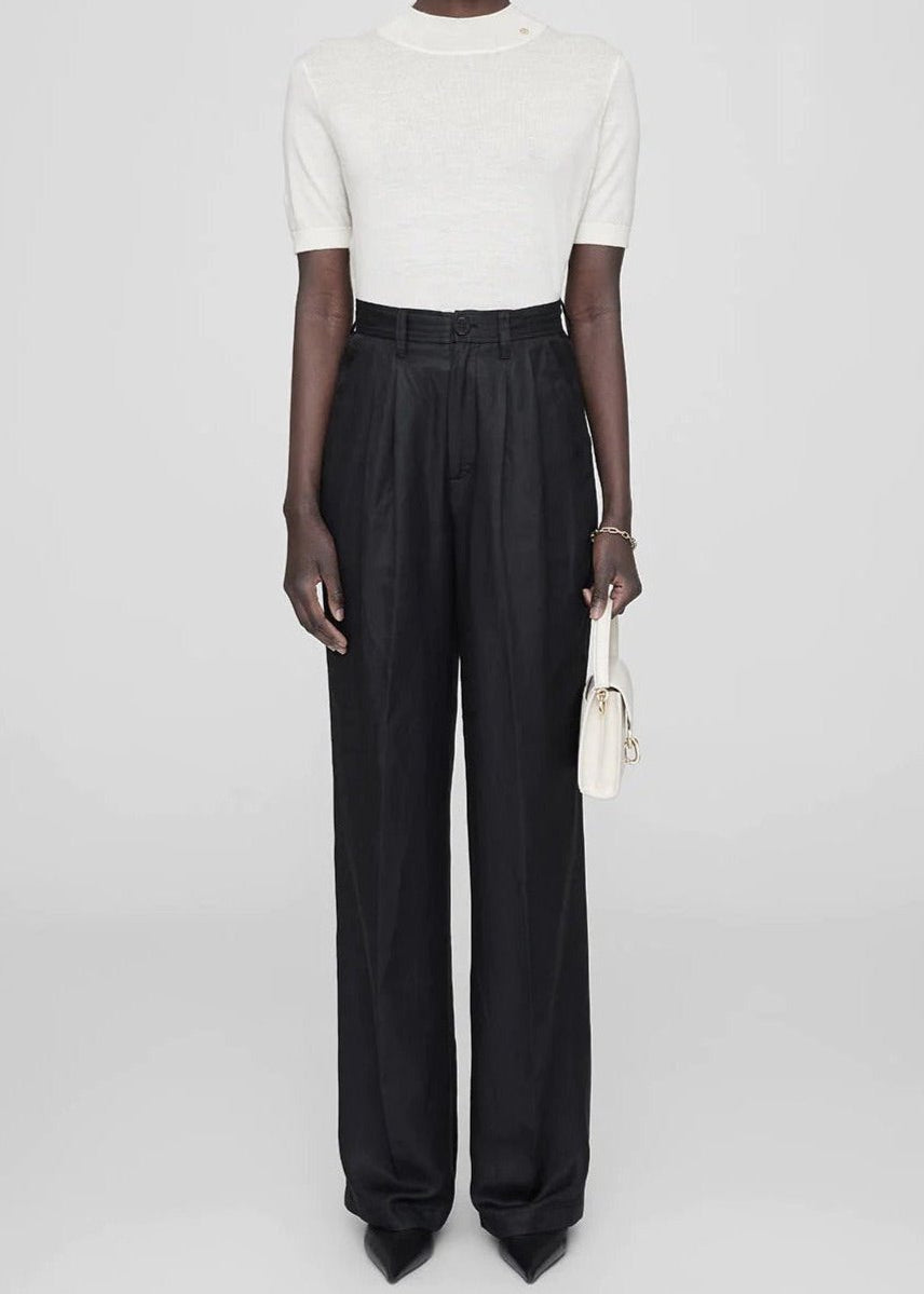 Anine Bing Carrie Pant Black Linen Blend