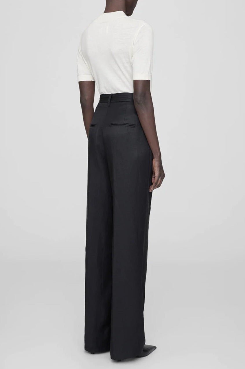 Anine Bing Carrie Pant Black Linen Blend