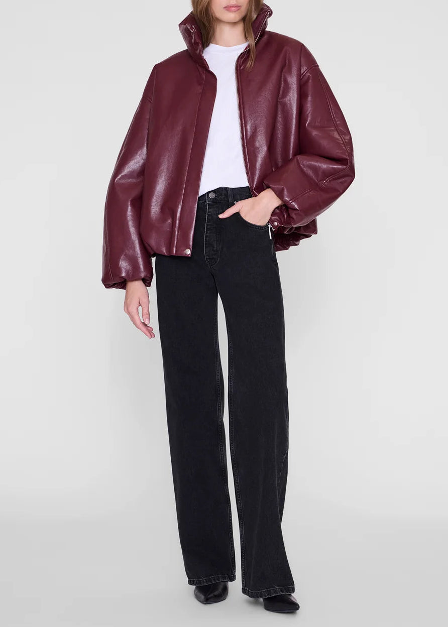 Anine Bing Cyrus Jacket | Burgundy Recycled Leather