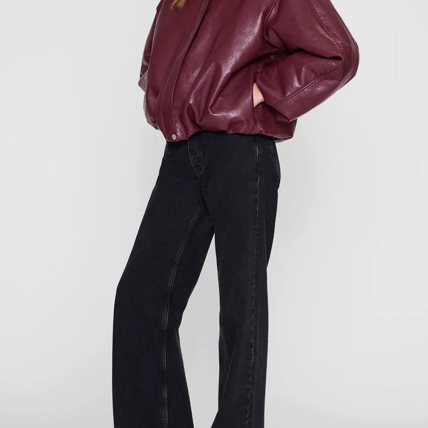 Anine Bing Cyrus Jacket | Burgundy Recycled Leather