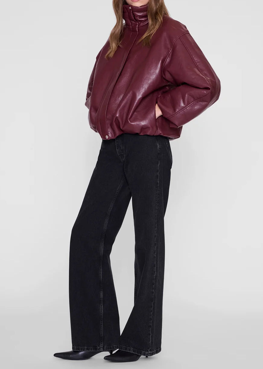 Anine Bing Cyrus Jacket | Burgundy Recycled Leather