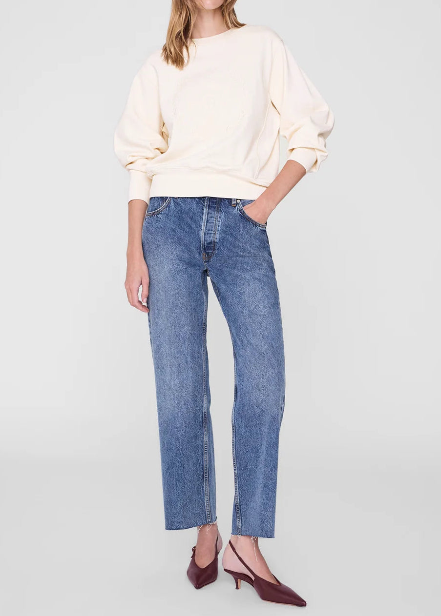 Anine Bing Harry Shrunken Signet Sweatshirt | Ecru