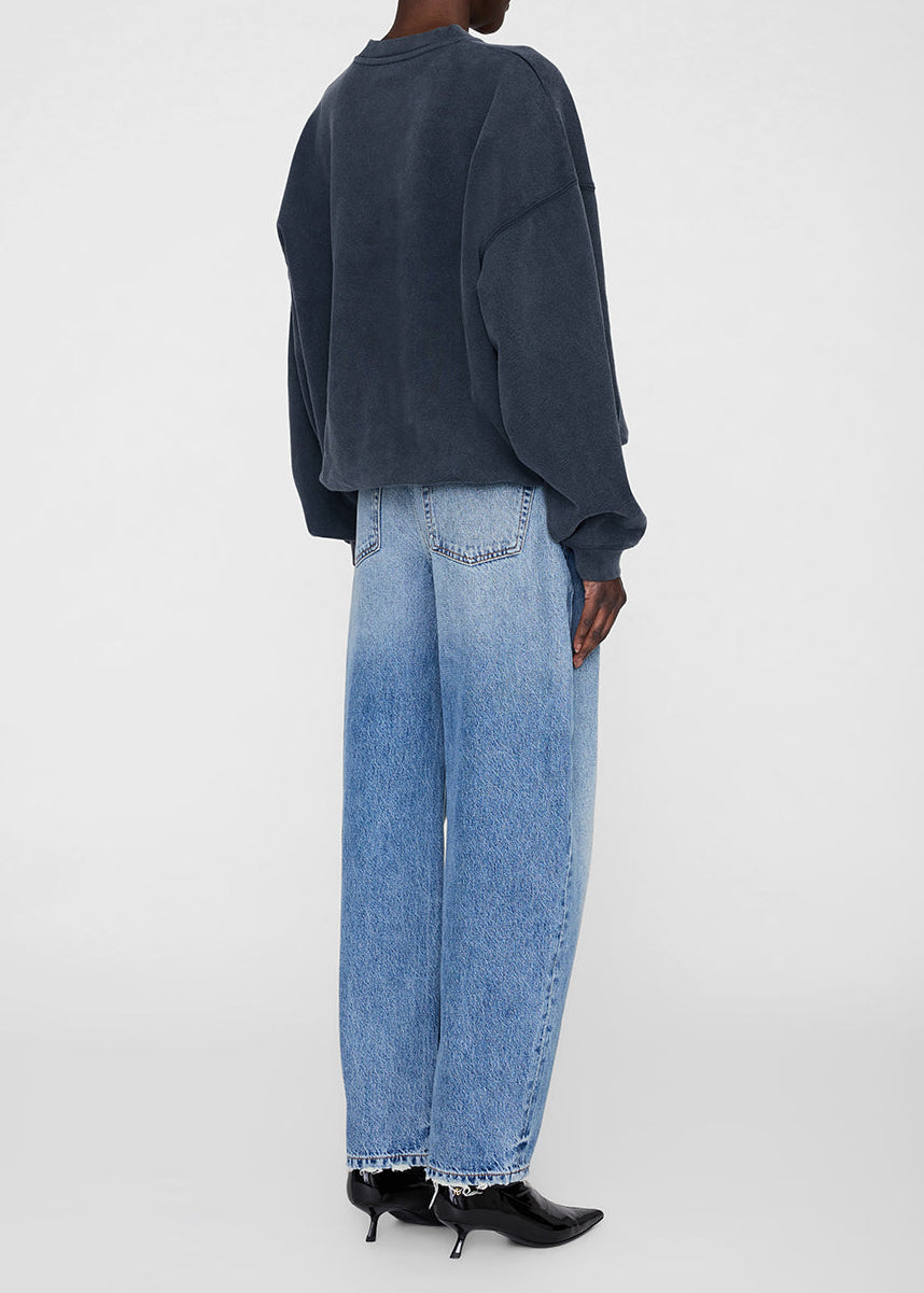 Anine Bing Harvey Crew Sweatshirt Snake | Washed Black