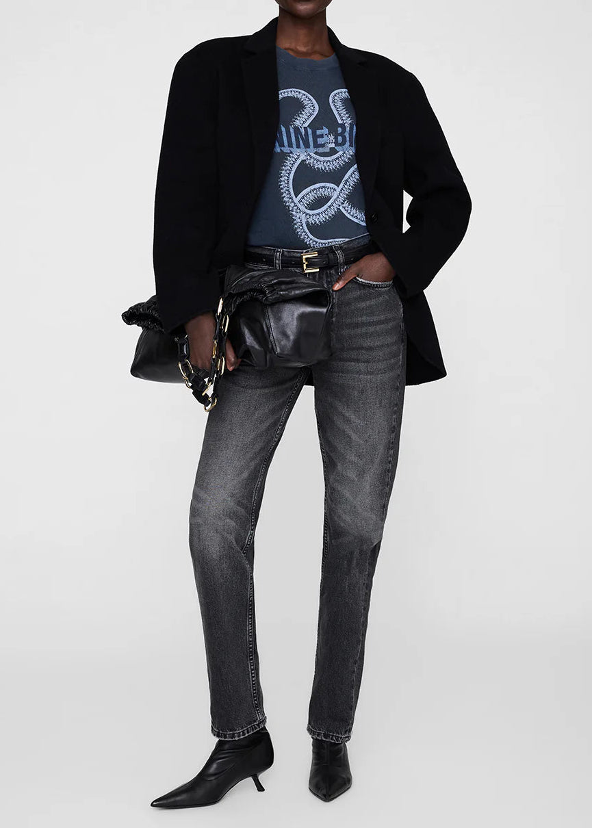 Anine Bing Lili Tee Snake | Washed Black