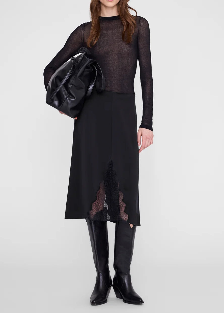 Anine Bing Malou Skirt | Black And Black Lace