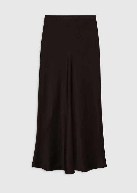 Anine Bing Bar Silk Skirt | Deep Brown
