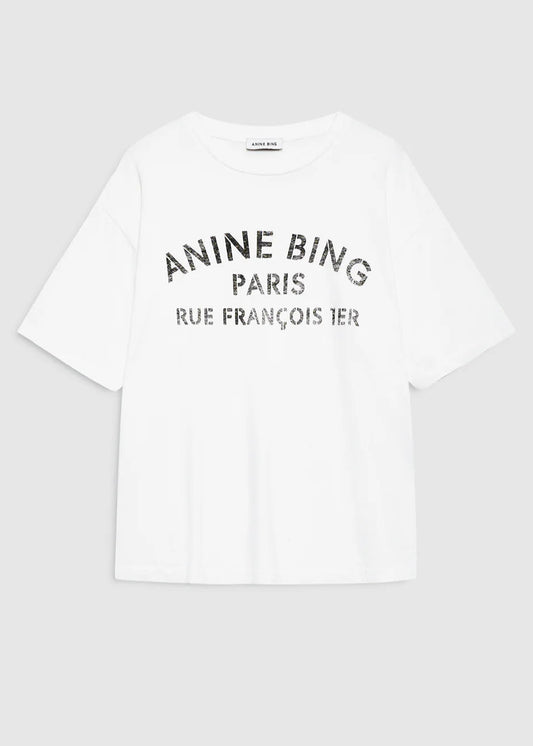 Anine Bing Cohen Tee Paris Stencil | Ivory