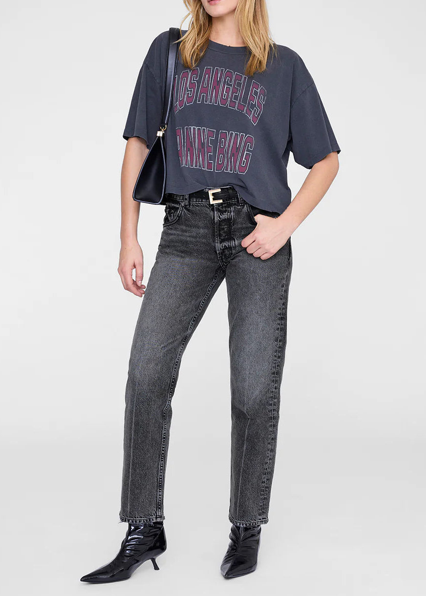 Anine Bing Johnny Cropped Tee | Washed Black