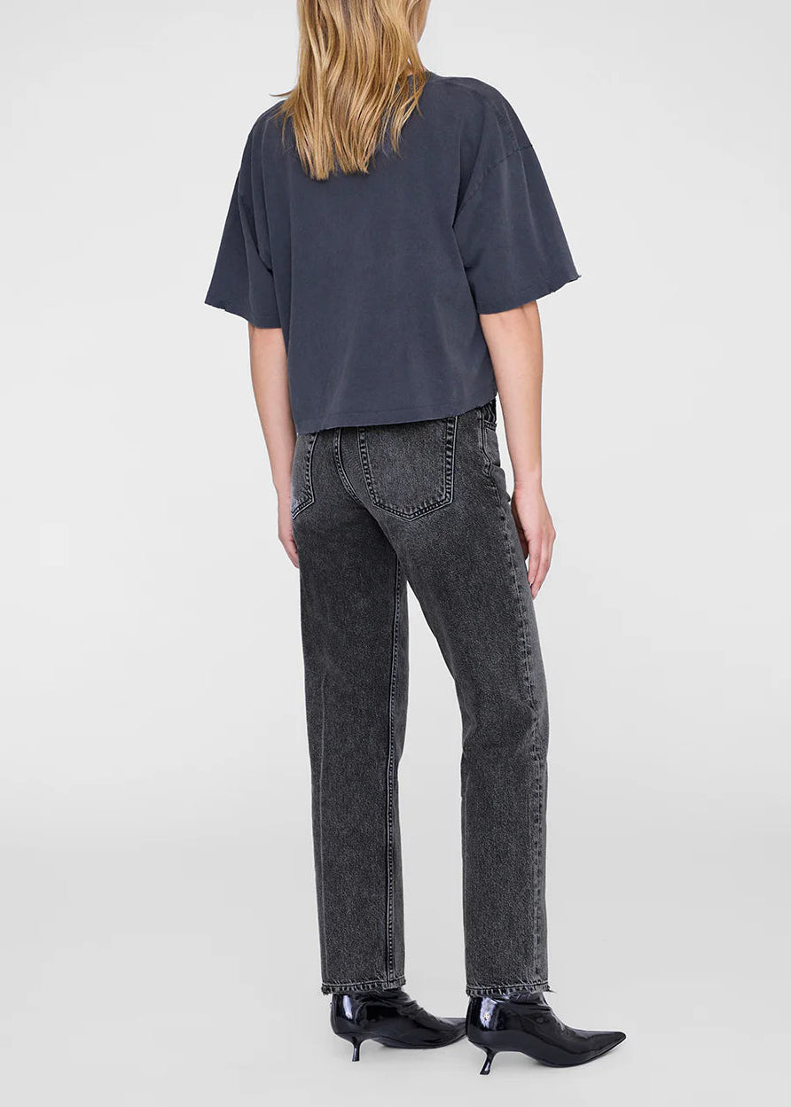 Anine Bing Johnny Cropped Tee | Washed Black