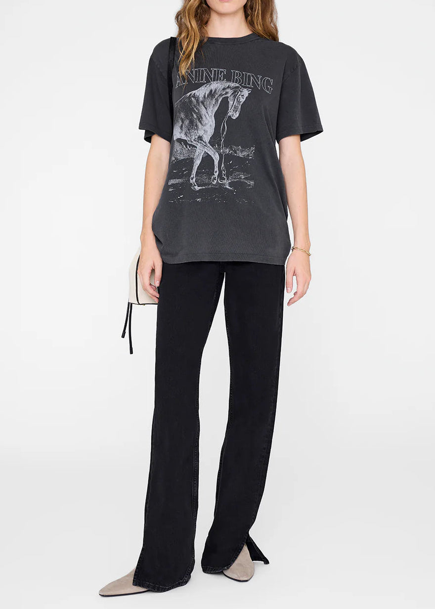 Anine Bing Lili Tee Horse | Washed Black
