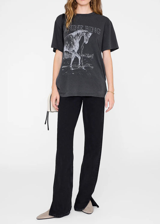 Anine Bing Lili Tee Horse | Washed Black