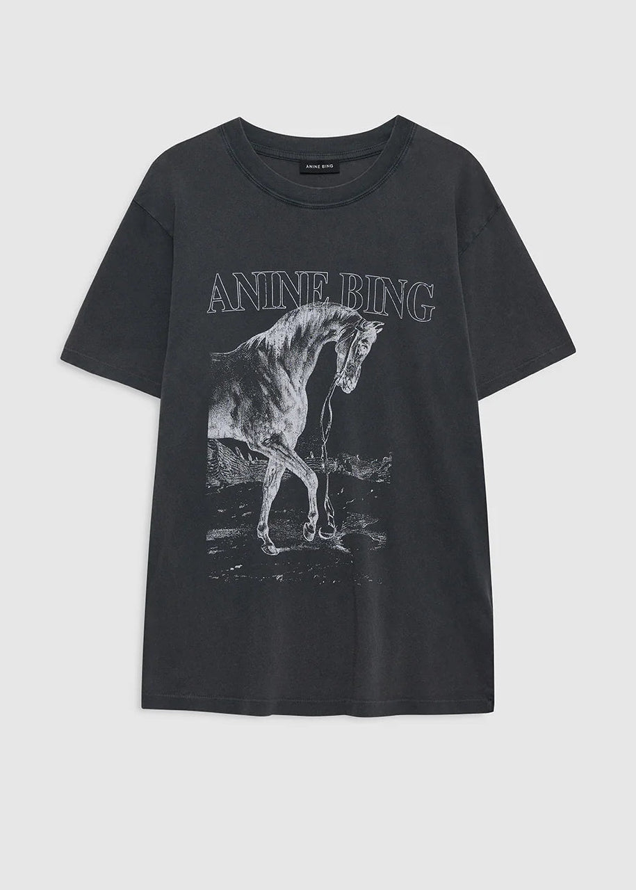 Anine Bing Lili Tee Horse | Washed Black