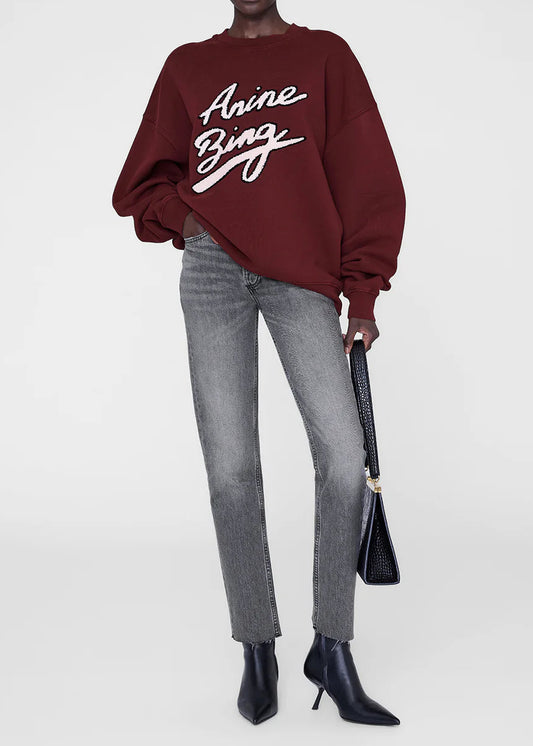 Anine Bing Miles Sweatshirt Chenille Signature | Cabernet