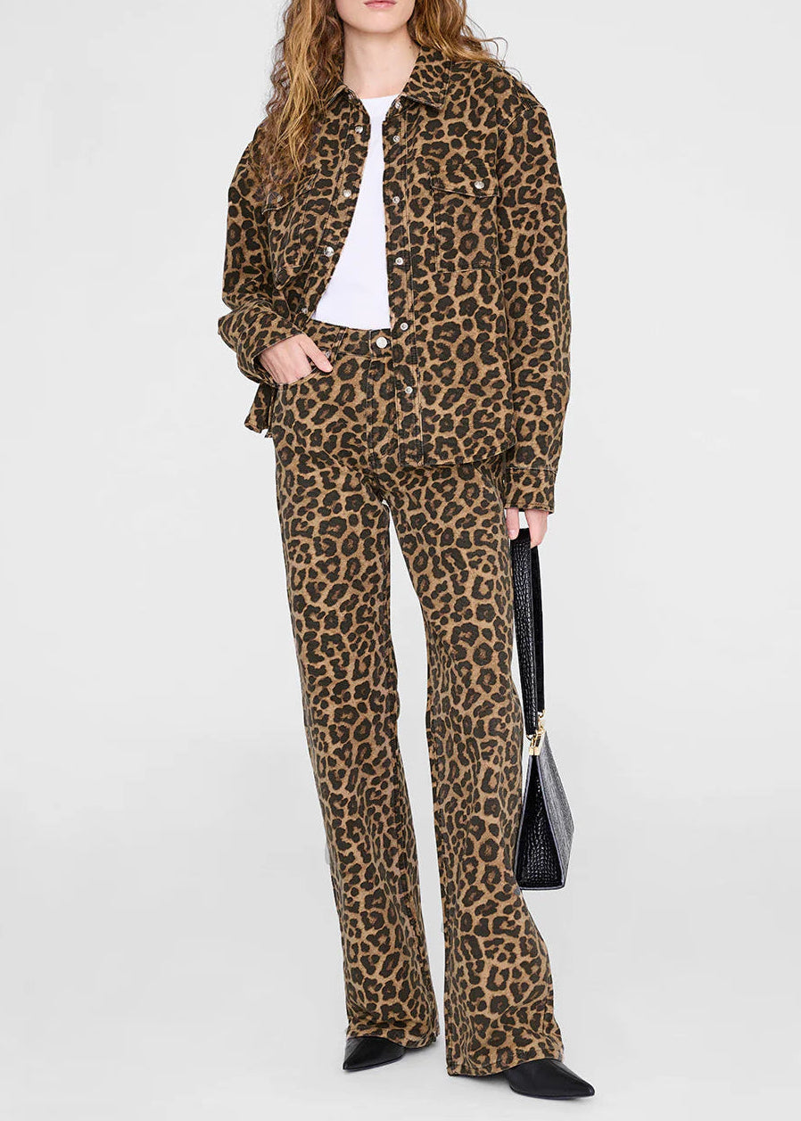 Anine Bing Paxton Shirt | Black And Brown Leopard