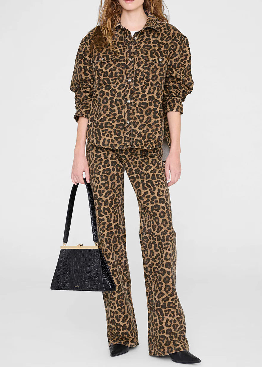 Anine Bing Paxton Shirt | Black And Brown Leopard