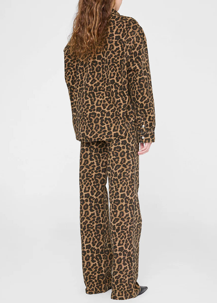 Anine Bing Paxton Shirt | Black And Brown Leopard