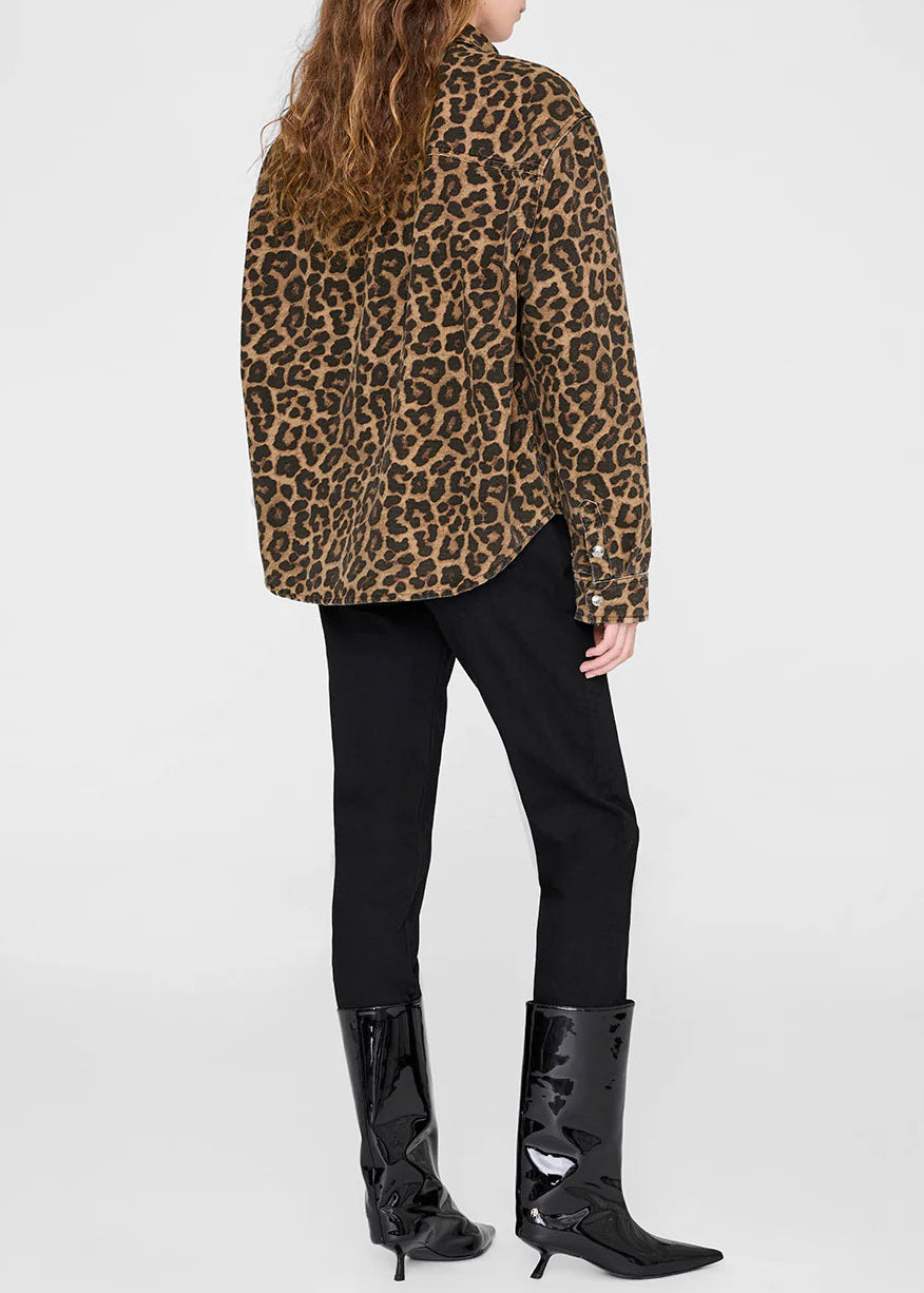 Anine Bing Paxton Shirt | Black And Brown Leopard
