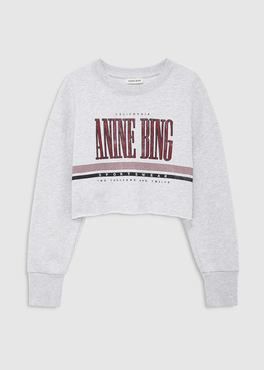 Anine Bing Sporty Cropped Sweatshirt | Heather Grey
