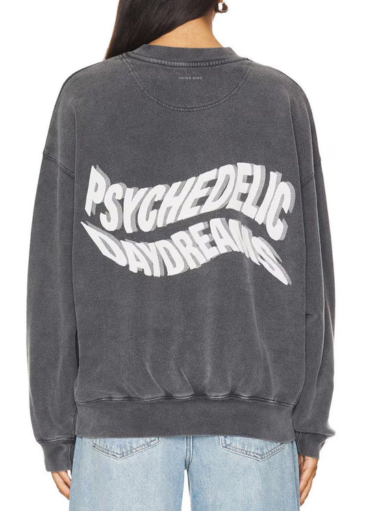 Anine Bing Jaci Sweatshirt Daydreams Washed Black